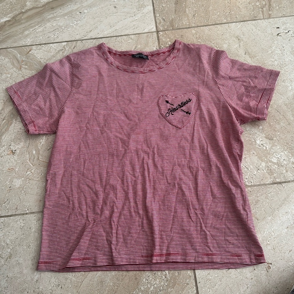 Topshop Heartless red and white stripe tee size 10 / medium